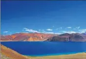  ?? AP ?? Pangong lake in Ladakh, as seen from the Indian side.