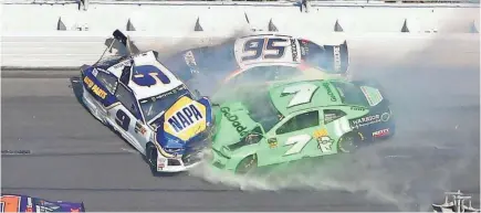  ?? MARK J. REBILAS/USA TODAY SPORTS ?? Danica Patrick (7) went out in a crash that collected Kasey Kahne (95) and Chase Elliott (9).