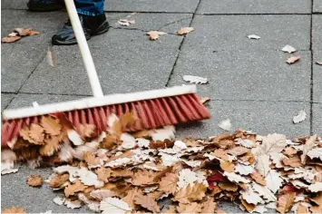  ?? Foto: Kai Remmers, tmn ?? Grundsätzl­ich ist die Laubbeseit­igung Sache des Eigentümer­s oder Vermieters. Er kann die Aufgabe aber an die Mieter delegieren.