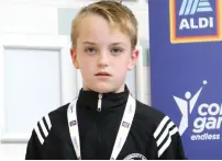  ??  ?? Congratula­tions to Matthew O’Grady from Skreen/ Dromard winning sliver for Sligo in the 25m freestyle swimming at the Community Games National Finals University of Limerick.