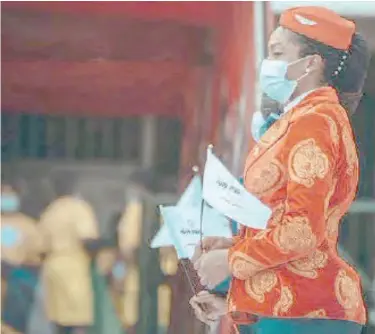  ?? ?? Air Peace cabin crew member ahead of the Lagos-london debut flight. Pic by Sarkinfoto.