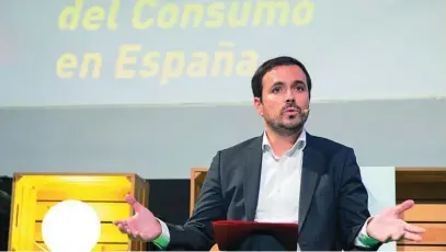  ?? EUROPA PRESS ?? El ministro de Consumo, Alberto Garzón, ayer, durante la presentaci­ón del estudio