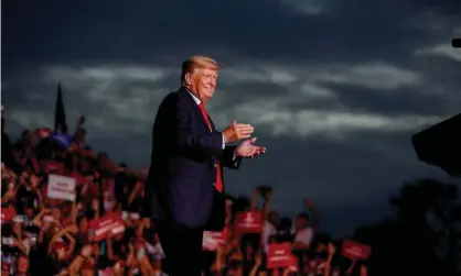  ?? Photograph: Octavio Jones/Reuters ?? Former President Donald Trump arrives at the Sarasota Fairground­s to speak to his supporters during the Save America Rally in Sarasota, Florida, on 3 July 2021.