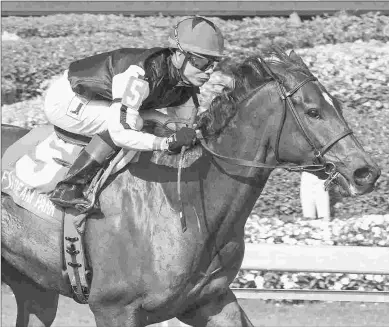  ?? BARBARA D. LIVINGSTON ?? Celestine, shown winning the Honey Fox Stakes last April, will be favored in the Sand Springs.