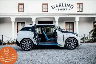  ??  ?? from left Cabin doors make access to the i3's rear seats easy; utilising the Bmw-nissan charging spots at the V&A Waterfront; besides a limited range, charging times (up to 10 hours from residentia­l mains) are a current hindrance of EV owership.