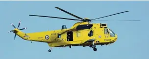  ??  ?? RAF Sea King helicopter leaves RAF Valley for the last time on Thursday