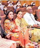  ??  ?? From left: Acclaimed Sri Lankan artists Sangeetha Weeraratne and Yashodha Wimaladhar­ma along with Nawaloka Hospitals Chairman Dr. Jayantha Dharmadasa