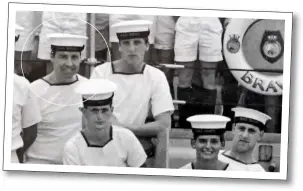  ??  ?? Proud...Joe Ousalice with his medal and, above, originally receiving the award. Below, the radio operator aboard HMS Brave earlier in his career