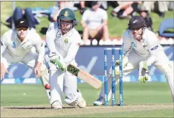  ?? AP ?? Quinton de Kock scored 91 & put on 160 for the seventh wicket with Temba Bavuma (89) after South Africa were tottering at 94/6.