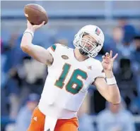  ?? KEITH SRAKOCIC/AP ?? Evan Shirreffs had just seven pass attempts in his UM career, with two completion­s. He has two years of eligibilit­y remaining.