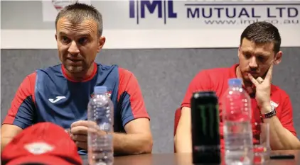  ??  ?? Balzan head coach Marco Micovic speaks ahead of his team's UEFA Europa League clash with Kesla from Azerbaijan. Photo: Domenic Aquilina