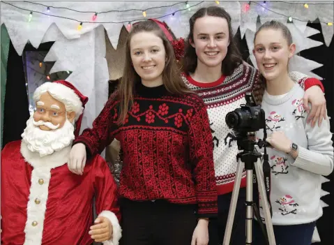  ??  ?? Taking part in the St Vincent de Paul Christmas Jumper Day at Loreto Secondary School were Emma Nolan, Ciara Murphy and Andrea Farrelly, organisers of the Photobooth.