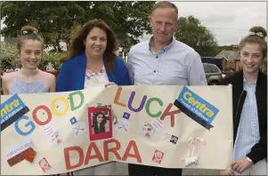  ??  ?? The Byrne family – Jessica, Mary Ann, Colin and Ashley – supporting Dara Byrne from Ballinacla­sh.