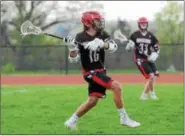  ?? SAM STEWART - DIGITAL FIRST MEDIA ?? Boyertown’s Nick Moccia gets a shot on goal during the second half.