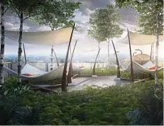  ??  ?? At Pelto, residents can chill at a hammock garden, the pavilion, seating alcoves, reading pod, sunken lounge and maze garden.