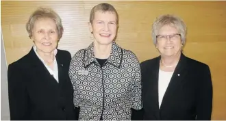  ?? Photos: Bill Brooks/calgary Herald ?? Pictured at the opening night reception at Telus Spark for the launch of called Within the Landscape — Art Respecting Life with Dr. Roberta Bondar are, from left, Bondar, Telus Spark president Jennifer Martin and Bonnie Patterson, board chair of the...