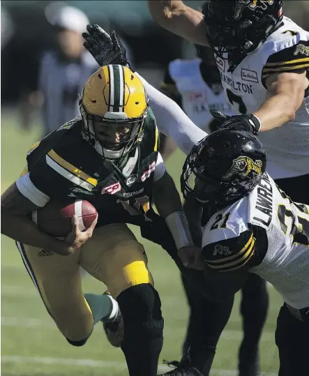  ?? GREG SOUTHAM ?? “Speaking offensivel­y, we couldn’t get a first down to save our lives after (our last) touchdown, said Eskimos quarterbac­k Mike Reilly of the situation in Saturday’s game against the Hamilton Tiger-Cats.