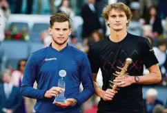  ??  ?? Gutes Omen? Im Finale vom Madrid im Mai konnte Alexander Zverev (r.) seinen Ösi-Kumpel Dominic Thiem 6:4, 6:4 bezwingen.