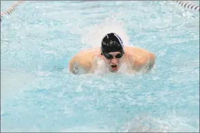  ?? SportsPix / Contribute­d photo via Bentley Athletics ?? Bentley swimmer Paul Homorodean of Milford won three individual events in a seasonopen­ing meet.