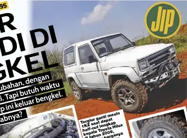  ??  ?? pria yang hobi bersepeda ini.
Namun Tekoy malah enggak betah dengan posisi bonggol gardan depan Hilux di Rocky, terlalu ke bawah karena menyesuaik­an kaki Rocky. “Mending dikembalik­an lagi ke gardan solid,” ucapnya.
Bukannya kembali ke gardan milik...