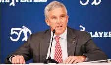  ?? — AFP photo ?? Monahan speaks during a press conference prior to THE PLAYERS Championsh­ip on the Stadium Course at TPC Sawgrass in Ponte Vedra Beach, Florida.