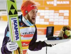  ?? Foto: Vesa Moilanen/lehtikuva/dpa ?? Derzeit der beste deutsche Skispringe­r: Markus Eisenbichl­er, Sieger und Zweiter im finnischen Ruka sowie Führender im Weltcup.