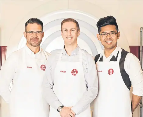  ??  ?? MASTERCHEF will have an all-male finale as contestant­s Kenny Tutt, Nawamin Pinpathomr­at and David Crichton go head-to-head to be crowned champion.
The penultimat­e episode of the BBC One series saw Portuguese­born Alex Jorge knocked out at the final...