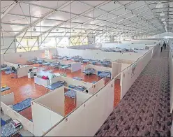  ?? SATYABRATA TRIPATHY/HT PHOTO ?? The first open-ground quarantine and isolation facility with 1,008 beds for semi-critical Covid-19 patients at Bandra-kurla Complex (BKC) exhibition ground.