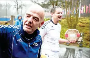  ?? AFP ?? Fifa president Gianni Infantino (left) and Swiss prosecutor Rinaldo Arnold return after a football match at Fifa headquarte­rs in Zurich on February 29, 2016.