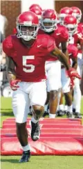  ?? ROBERT SUTTON/ALABAMA PHOTO ?? Alabama junior defensive back Shyheim Carter goes through a drill this week in practice.