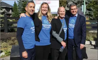  ?? Contribute­d ?? From left, Kelowna Mayor Colin Basran, Lisa Dear, Kelowna General Hospital Dr. Michael Ertel and Doug Rankmore of the KGH Foundation announce plans to build JoeAnna’s House for patients and families coming to KGH from out of town. The Huber family has...