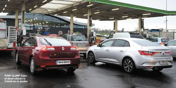  ??  ?? PUMP SLUMP: Sales of diesel vehicles in Ireland are in decline