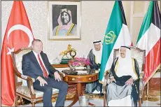  ?? Amiri Diwan photo ?? His Highness the Amir Sheikh Sabah Al-Ahmad Al-Jaber Al-Sabah receives
Turkish President Recep Tayyip Erdogan.