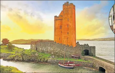  ??  ?? MUROS. Kilcoe Castle, de 1450, que el actor Jeremy Irons compró en 2017. (Sup. der.) Catedral de St. Finbar. (Izq.) Universida­d de Cork y festejos deSan Patricio.