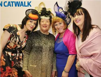  ??  ?? Una Cronin, Margaret Hickey, Margaret O’ Sullivan and Julie Kelleher dressed by Lady Lydia, Kanturk and with hats from The Hat Box, Lombardsto­wn at the Friends of the Children of Chernobyl Fashion Show.