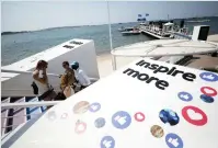  ??  ?? Logos of the social network Facebook are seen on a beach in Cannes, France, in this file photo. (Reuters)