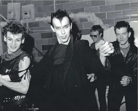  ??  ?? Drummer Kevin Haskins, far right, turns out to also have been the “historian,” in effect, of Bauhaus, the celebrated post-punk, goth-rock pioneers. His new book Bauhaus Undead has plenty of band memorabili­a laced with some never-before-told stories.