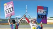  ?? AFP ?? ▪ Activists of The Equality Campaign gather in front of Parliament House in Canberra on Thursday.
