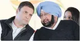  ??  ?? Left: Prime Minister Justin Trudeau and his family visit Swaminaray­an Akshardham Temple in Ahmedabad, India, on Monday. Above: Congress Party Vice-President Rahul Gandhi, left, speaks with Punjab Chief Minister Amarinder Singh in January 2017.