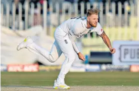  ?? ?? Different: England captain Ben Stokes bowls short with the new ball yesterday