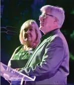  ?? Dan Watson/The Signal ?? Sue and Chris Hoefflin welcome attendees to the Michael Hoefflin Foundation’s annual An Evening Under the Stars Gala Dinner and Charity Auction, held at Southern California Innovation Park in Santa Clarita on Saturday.