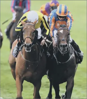  ??  ?? Big Orange, left, battles with Order Of St George in yesterday’s Gold Cup at Ascot.