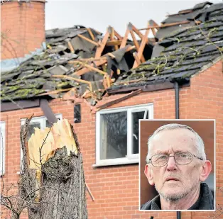  ?? Pictures: SWNS ?? Melvin Toon, inset, is staying with relatives after the 40ft tree fell on to his house