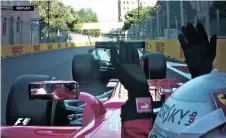  ??  ?? Vettel gesticulat­es at Hamilton during the road rage incident which ended their friendly bonhomie.