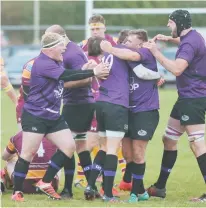  ??  ?? All good: Leicester Lions celebrate a try last season