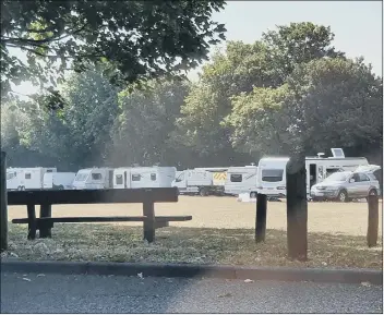  ?? Picture: Habibur Rahman ?? EXPENSIVE PROBLEM Travellers set up at Paulsgrove Skate Park on August 12.