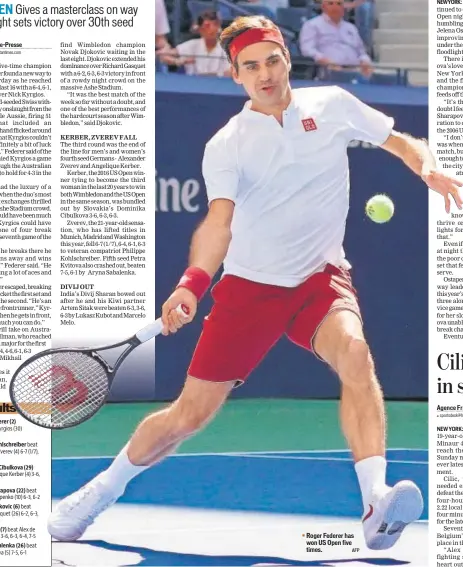  ?? AFP ?? Roger Federer has ▪ won US Open five times.