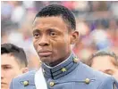  ?? STAFF SGT. VITO BRYANT ?? Cadet Alix Idrache sheds tears of joy during the commenceme­nt for the U.S. Military Academy at West Point, N.Y.