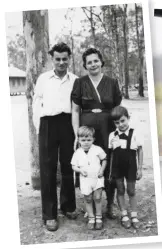  ??  ?? FAR LEFT: Annastacia’s grandparen­ts Leo and Lucy, uncle Jack and father Henry (right) in the Wacol Migrant Camp in Queensland, circa 1951. LEFT: Arriving to inspect Cyclone Debbie damage at Bowen in March.