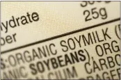  ?? PATRICK SISON — THE ASSOCIATED PRESS ?? The ingredient­s label for soy milk are seen in a grocery store in New York on Feb. 16, 2017.